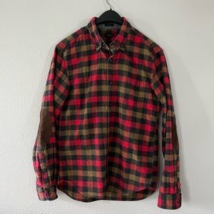J. Crew Slim Cotton/Wool Flannel Shirt with Elbow Patches Size Medium EUC